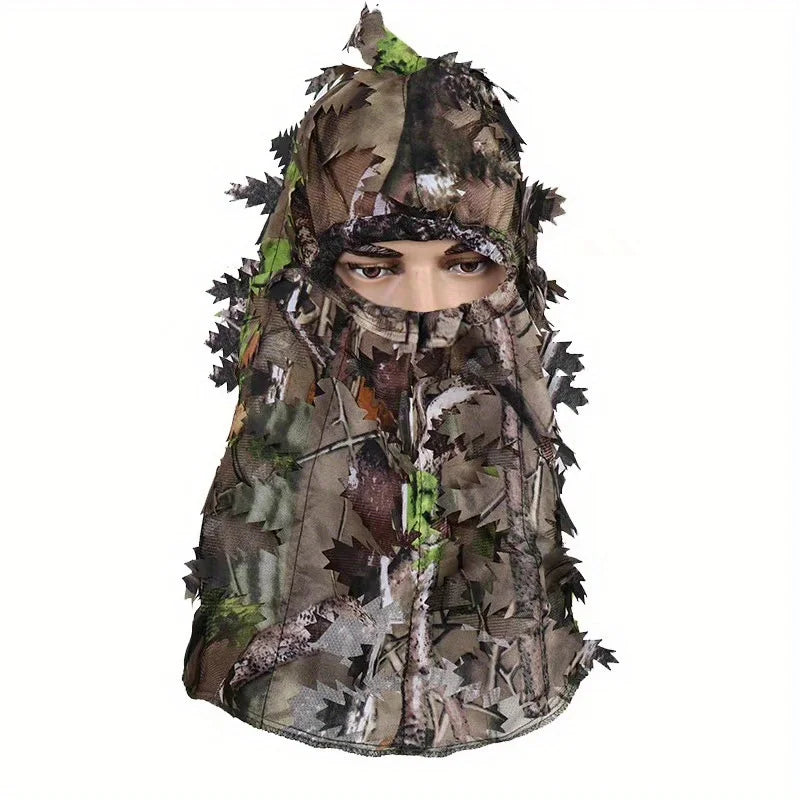 3D Camouflage Leafy Hat - Full Face Hunting Mask Headwear for Turkey Camo, Outdoor Hunting & Tactical Gear