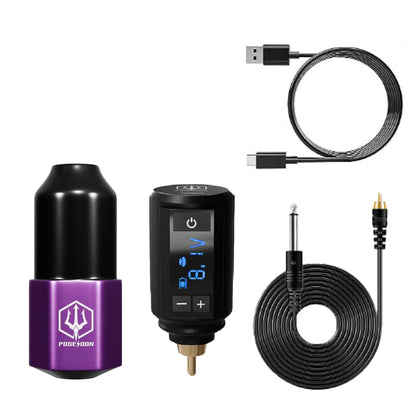 POSEIDON Lightweight Tattoo Pen Kit – Wireless Permanent Makeup Tattoo Machine with Power Supply & Gun Kit