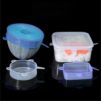 6/12Pcs Silicone Stretch Lids - Universal Taper Pot Bowl Food Wrap Sealed Cover for Kitchen Cookware