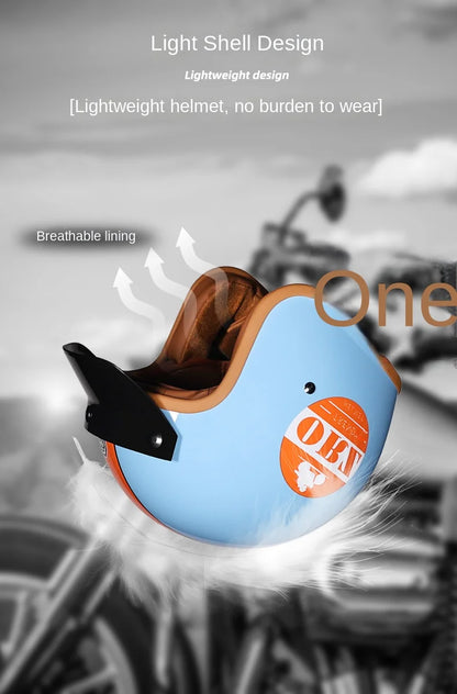Retro 3/4 Semi-Open Motorcycle Helmet — Cross-Country Winter Riding Accessories