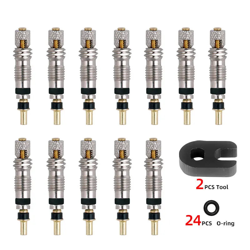 Deemount Presta Valve Core Replacement — Brass FV Nozzle with Alloy Remover Tool for MTB & Road Bikes