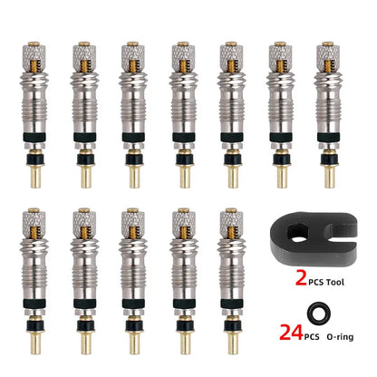 Deemount Presta Valve Core Replacement — Brass FV Nozzle with Alloy Remover Tool for MTB & Road Bikes
