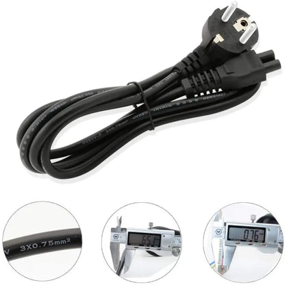 1.5M EU 3-Pin Laptop Power Cord - Universal AC Charger Cable for HP, Dell, Toshiba, Sony, ASUS, Lenovo & Samsung Notebooks