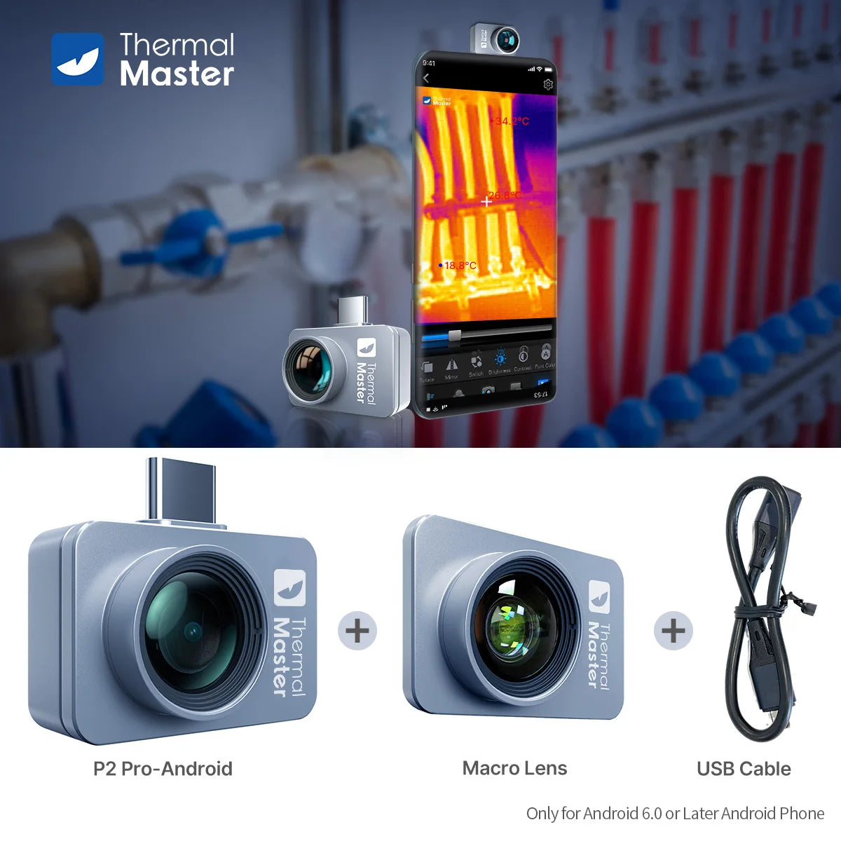 P2PRO Macro Thermal Imager – 600℃ Infrared Camera 256x192 for Android & iPhone