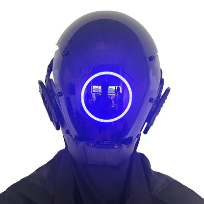 JAUPTO Punk Mask Cosplay for Men & Women – LED Round Light Mask for Halloween, Party & Music Festival Accessories