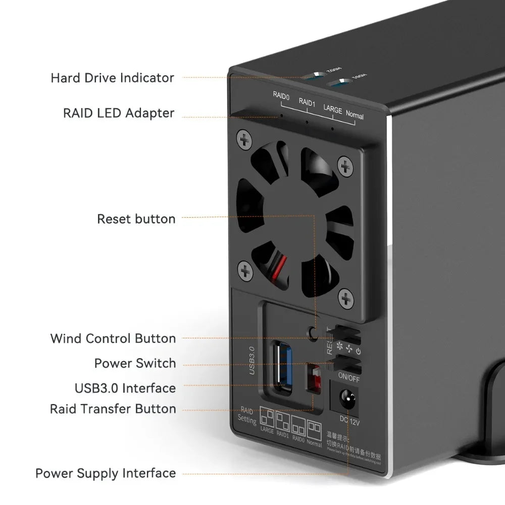MAIWO 3.5 Inch HDD Case – Dual Bay SATA RAID Storage Enclosure & Docking Station for 2.5/3.5 Inch External Hard Drives
