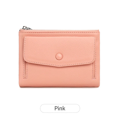 Women’s PU Leather Short Double Zipper Wallet – Simple Solid Color, Large Capacity Credit Card Holder with Coin Pocket