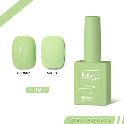 Mxsi 15ml Gel Nail Polish - Neon Brown, Royal Blue, Red, Green & Nude UV Gel Lacquer Colors for Nail Art