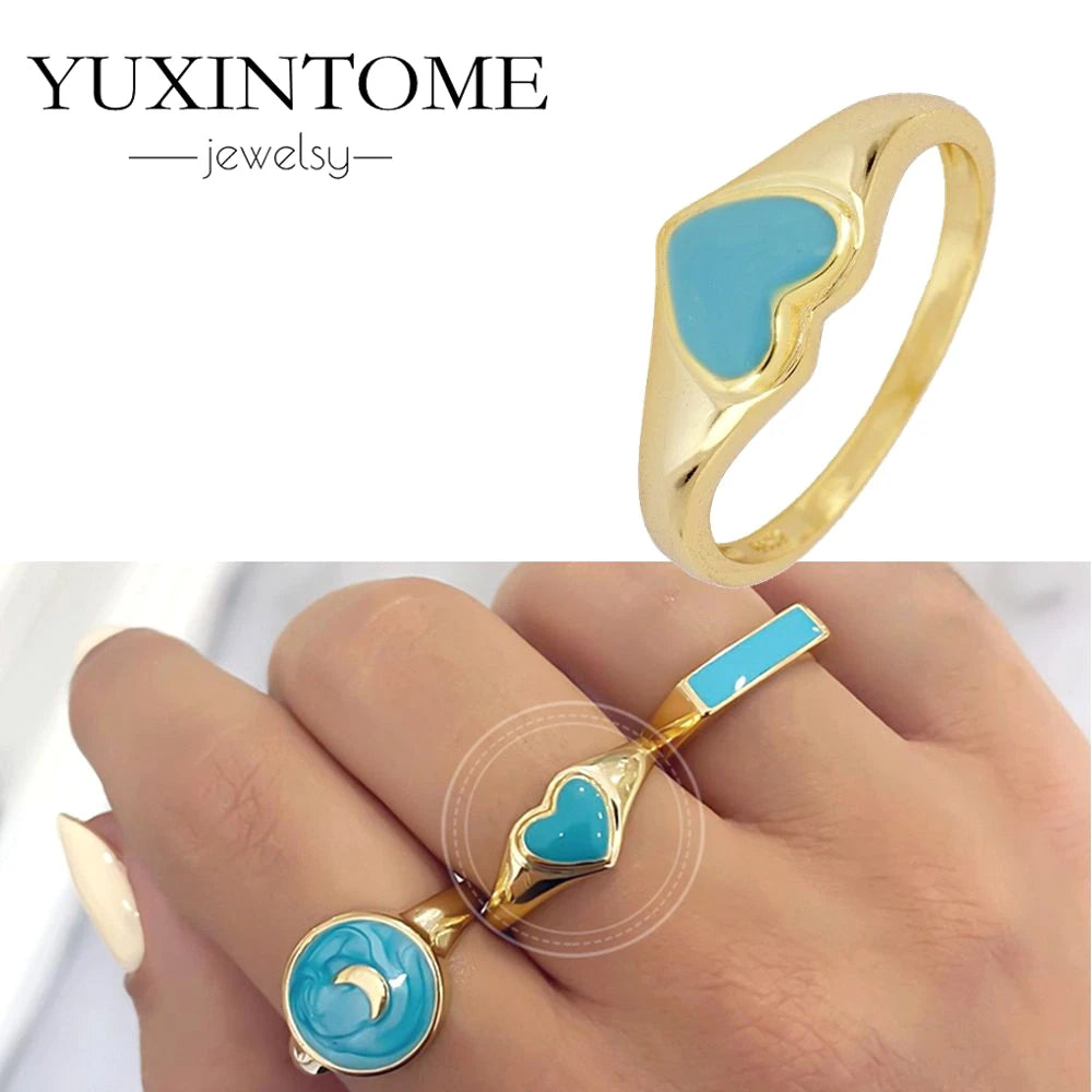 24K Gold-Plated & Silver Enamel Ring – Slim Round Women's Luxury Zircon CZ Ring in Green, Purple, Pink for Wedding & Anniversary
