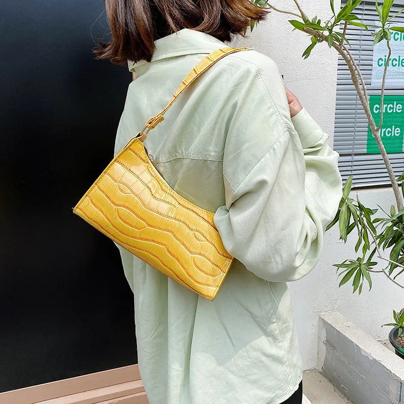 Retro Alligator Pattern PU Leather Handbag for Women – Small Shoulder & Clutch Tote Purse
