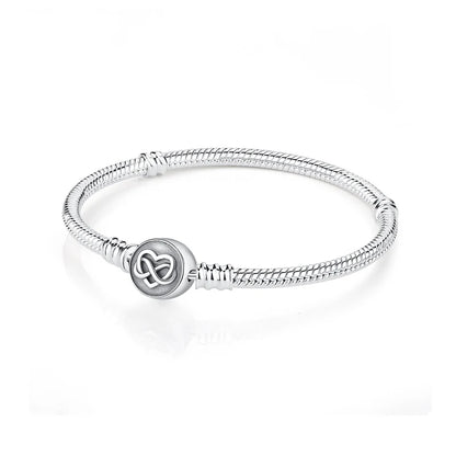 925 Sterling Silver Love Heart Charm Bracelet – Rose Gold Snake Chain Bangle for Women | DIY Luxury Bead Jewelry Accessories