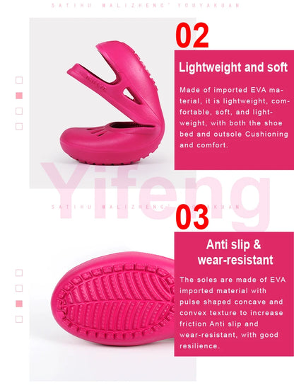 Certified Satihu Summer Lightweight Anti-Slip Clogs for Women - Flat Bottom Sandals, Nurse, Outdoor, Beach Jelly Shoes