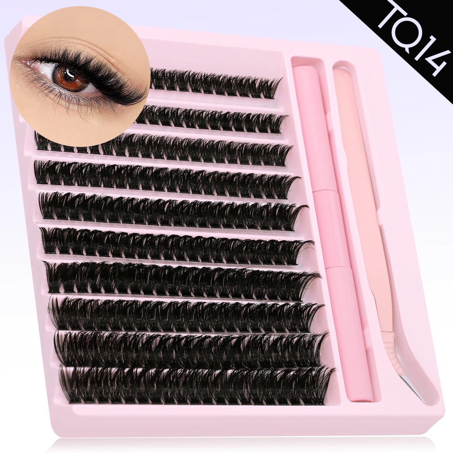 GROINNEYA Eyelash Clusters Kit – DIY Lash Extension with Bond & Seal, Waterproof Strong Hold & Tweezers