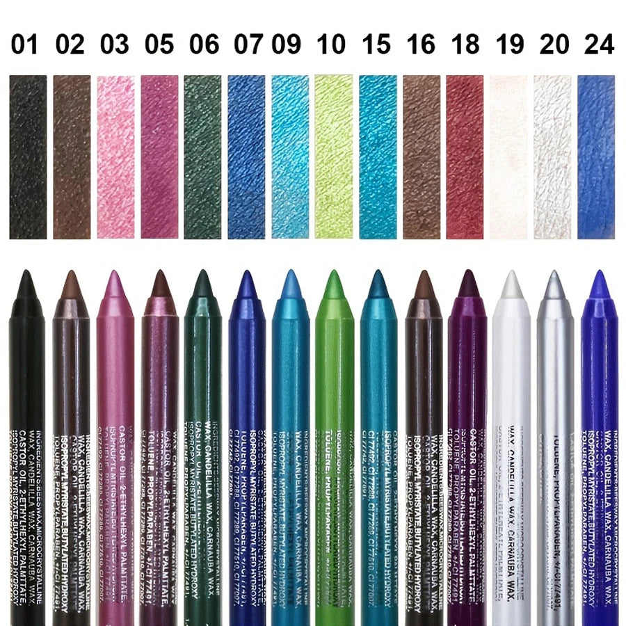 14 Color Metallic Eyeliner Pen – High Pigmented, Pearly Shimmer, Smokey & Punk Style, Long-Lasting & Waterproof