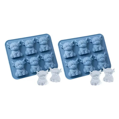 Highland Cow Silicone Ice Cube Mold - Cute 3D Reusable Tray for Cocktails, Whiskey & Drinks