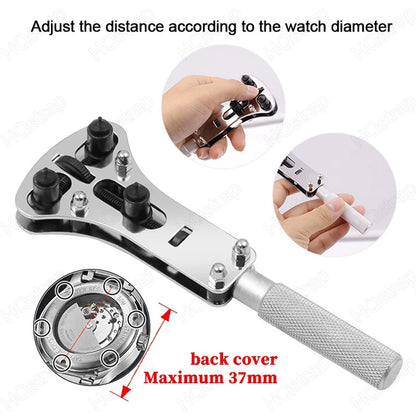 Three-Jaw Watch Case Opener – Adjustable Screw Back Remover Tool for Watchmakers