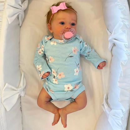 46cm Reborn Baby Doll Felicia – Newborn Blue Eyes, Soft Hand-Rooted Hair, 3D Skin Tone with Veins, Gift Toy