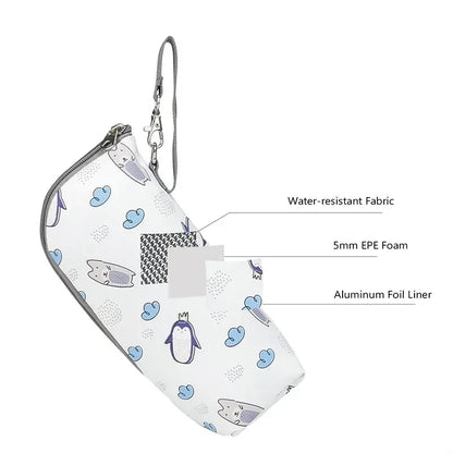 Baby Bottle Bag & Warmer – Aluminum Insulated Stroller Hanging Bag for Baby Feeding, Cups & Drinks Storage