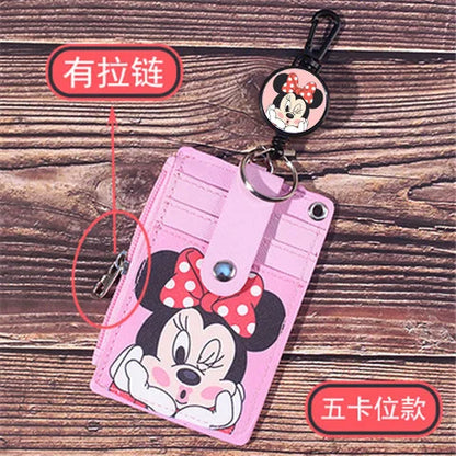 Unisex 5-Bit Badge Reel Business Card Holder with PU Neck Strap & Coin Purse – ID, Bus & IC Card Lanyard