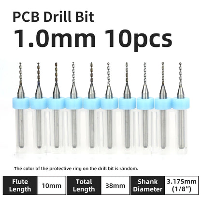 0.1–1.0mm Micro Carbide PCB Drill Bit Set – Tungsten Steel Bits for CNC, Wood & Circuit Board Precision Drilling