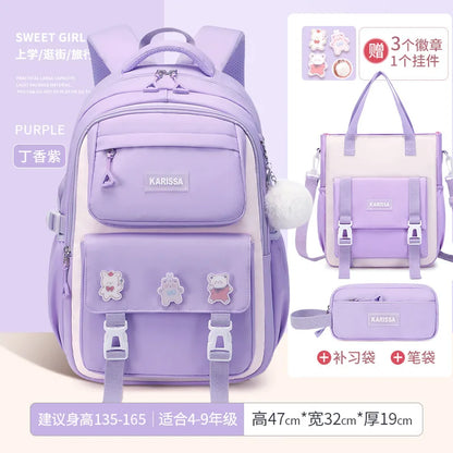 Girls’ School Backpack Set – Kawaii Water-Resistant Bookbags for Elementary Kids, Primary School Bag