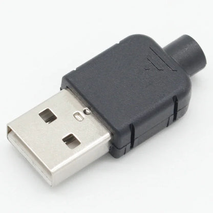 10-Pack USB 2.0 Type-A Male Connector Kit - 4 Pin Solder Assembly Plug Adapter for Data Connection
