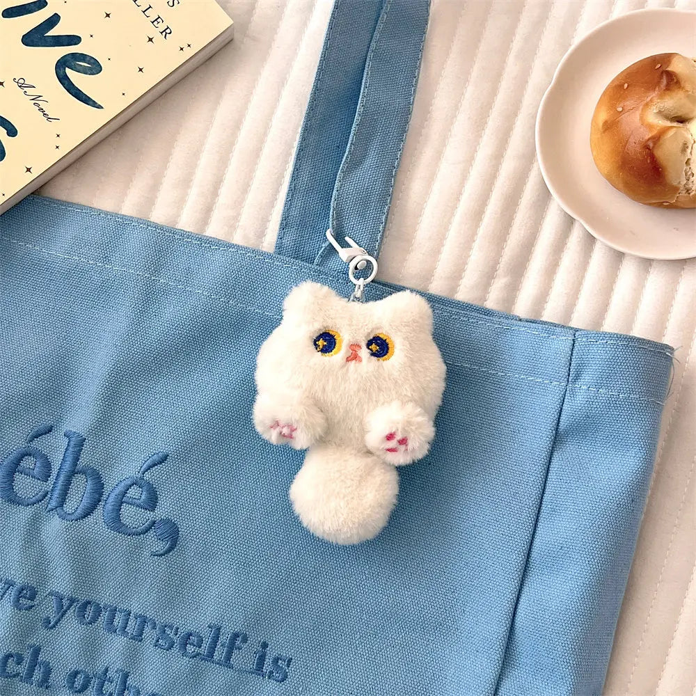 Cute Cartoon Cat Plush Keychain - Soft Stuffed Doll Pendant for Backpack Decoration and Student Gifts