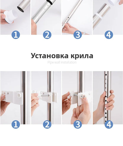 High-Bearing Floor-to-Ceiling Clothes Drying Rod — Indoor Hanging Rack, No Drilling Required