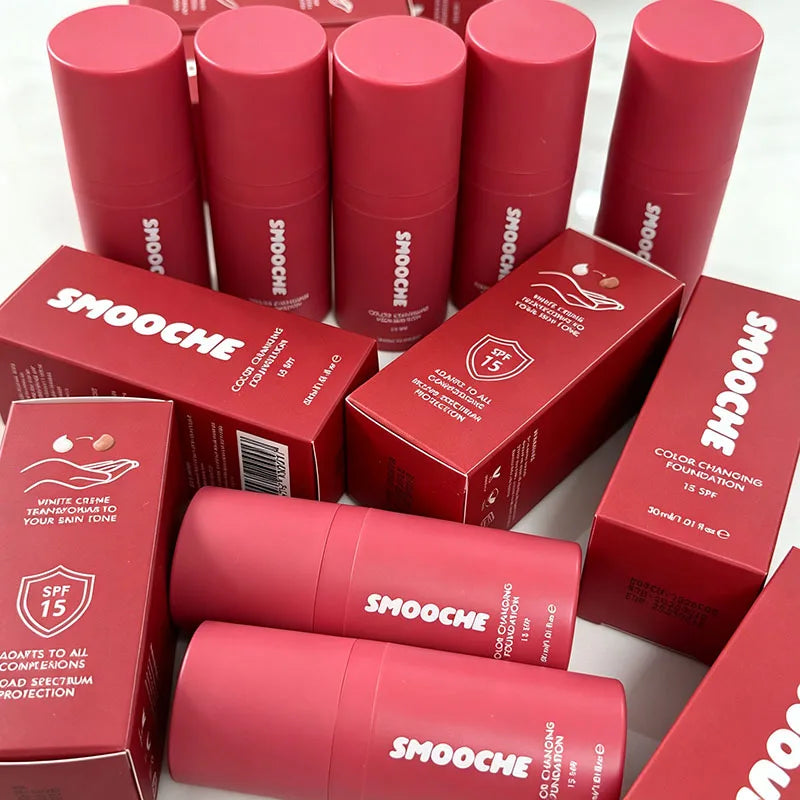 SMOOCHE SPF15 Color-Adaptive Liquid Foundation - Lightweight Waterproof Concealer with Long-Lasting Oil Control