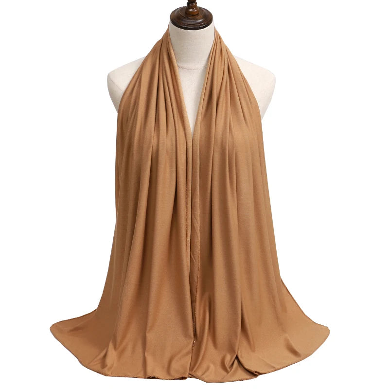 Women's Modal Cotton Jersey Hijab - Soft Solid Color Muslim Headscarf for Ramadan & Everyday Wear