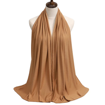 Women's Modal Cotton Jersey Hijab - Soft Solid Color Muslim Headscarf for Ramadan & Everyday Wear