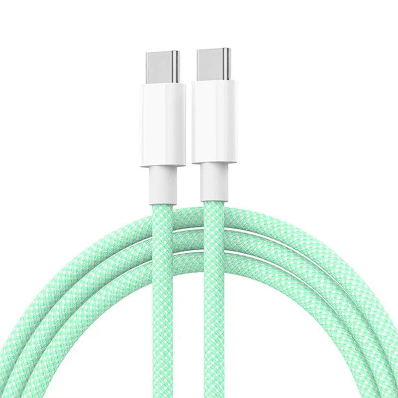 USB-C to USB-C Fast Charging Cable – 60W PD Braided Data & Charger Cable for iPhone 15, Android, Samsung, Huawei