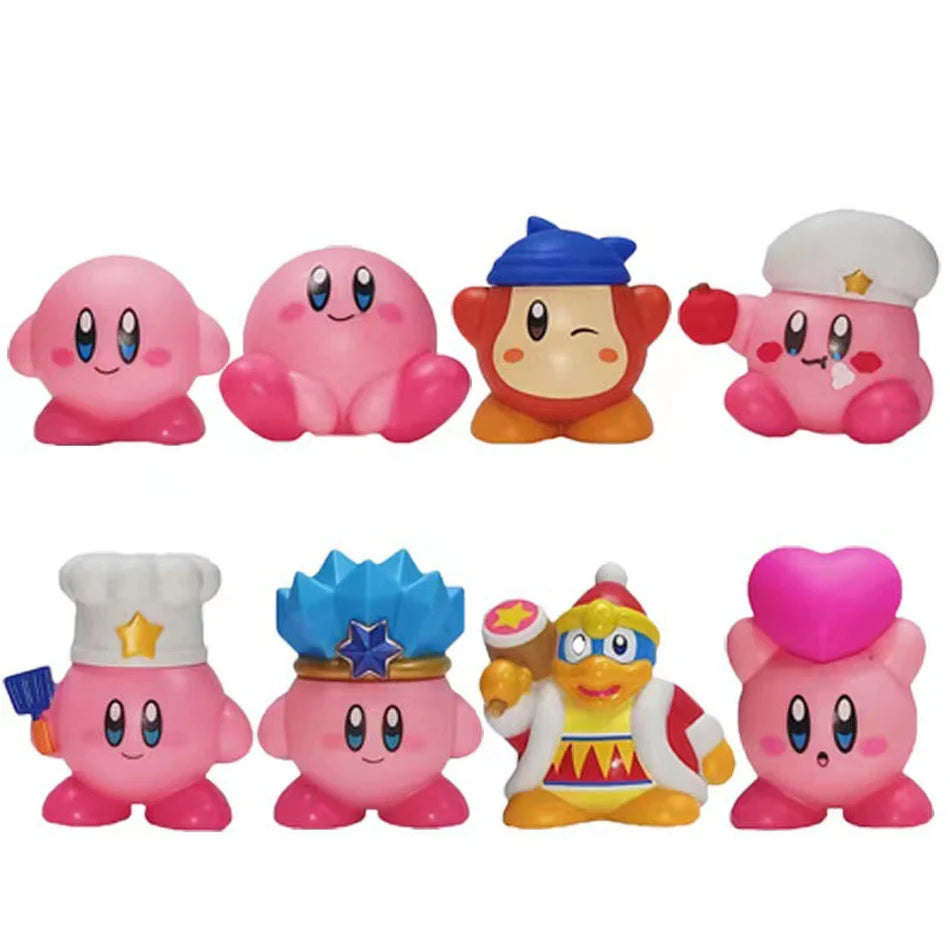 8pcs Kirby Action Figure Set – Pink Kawaii Anime PVC Toys for Kids’ Christmas Gifts