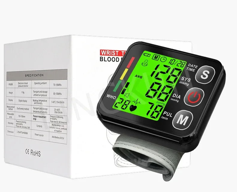 English Voice Digital Wrist Blood Pressure Monitor – High-Accuracy Electronic Sphygmomanometer Tonometer