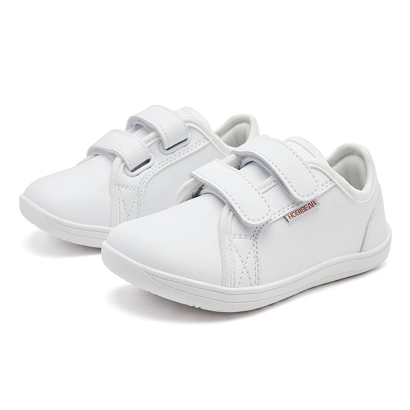 HOBIBEAR Kids Barefoot Shoes – Wide Toe Minimalist Lightweight Sneakers with Hook & Loop Artificial Leather for Boys and Girls