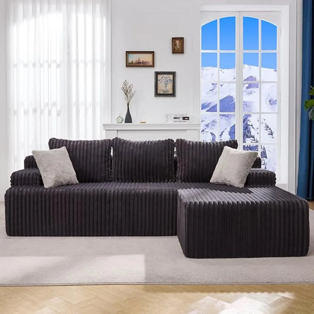Modular L-Shaped 3-Seat Sectional Sofa — Memory Foam, Deep Seating & Storage