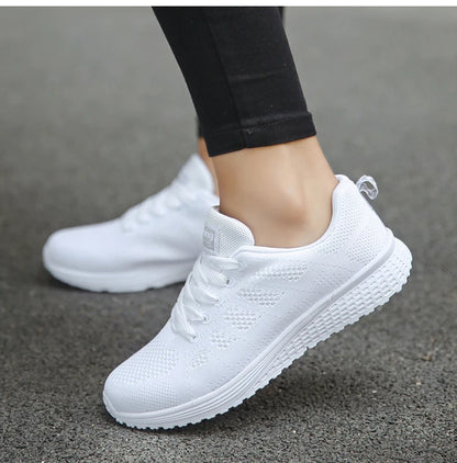 Women's Lightweight Lace-Up Flats – Fashionable Round Toe Nurse Sneakers, Comfortable Walking Shoes, Plus Size Available