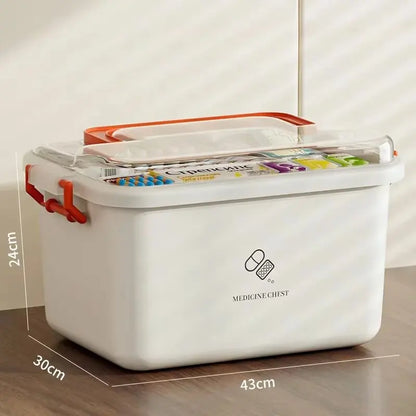 Large Capacity Medicine Box – Portable Home First Aid Kit with Multi-Layer Drug Storage for Family Emergencies