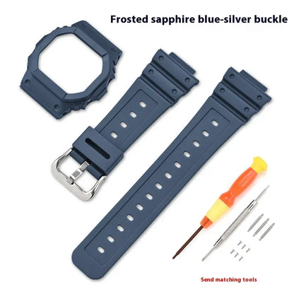 Resin Rubber Watch Case and Strap for Casio G-Shock - Protective Bezel Replacement Band for DW-5600, GW-M5610 and GW-B5600