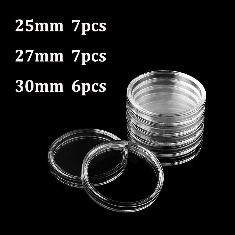 Coin Capsules Storage Box - Clear Plastic Holders for 21/23/25/30/32/38/40/45mm Coins