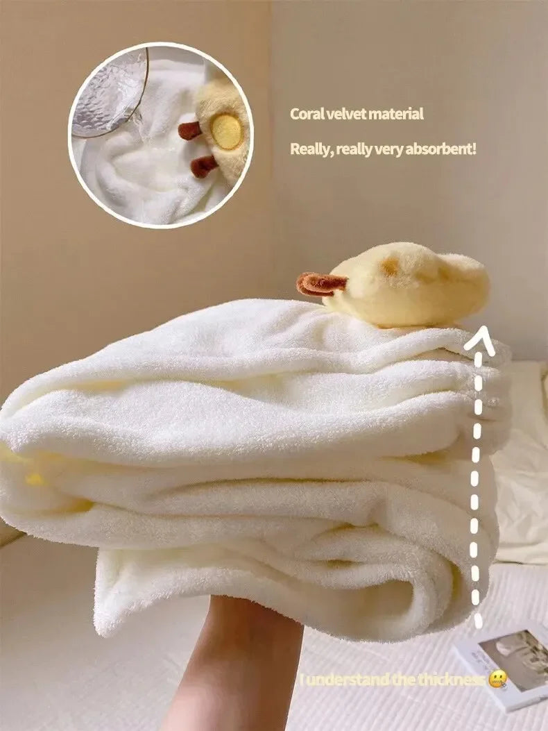 Cute Cartoon Wearable Bath Towel – Large Absorbent Quick-Dry Skirt Wrap for Women