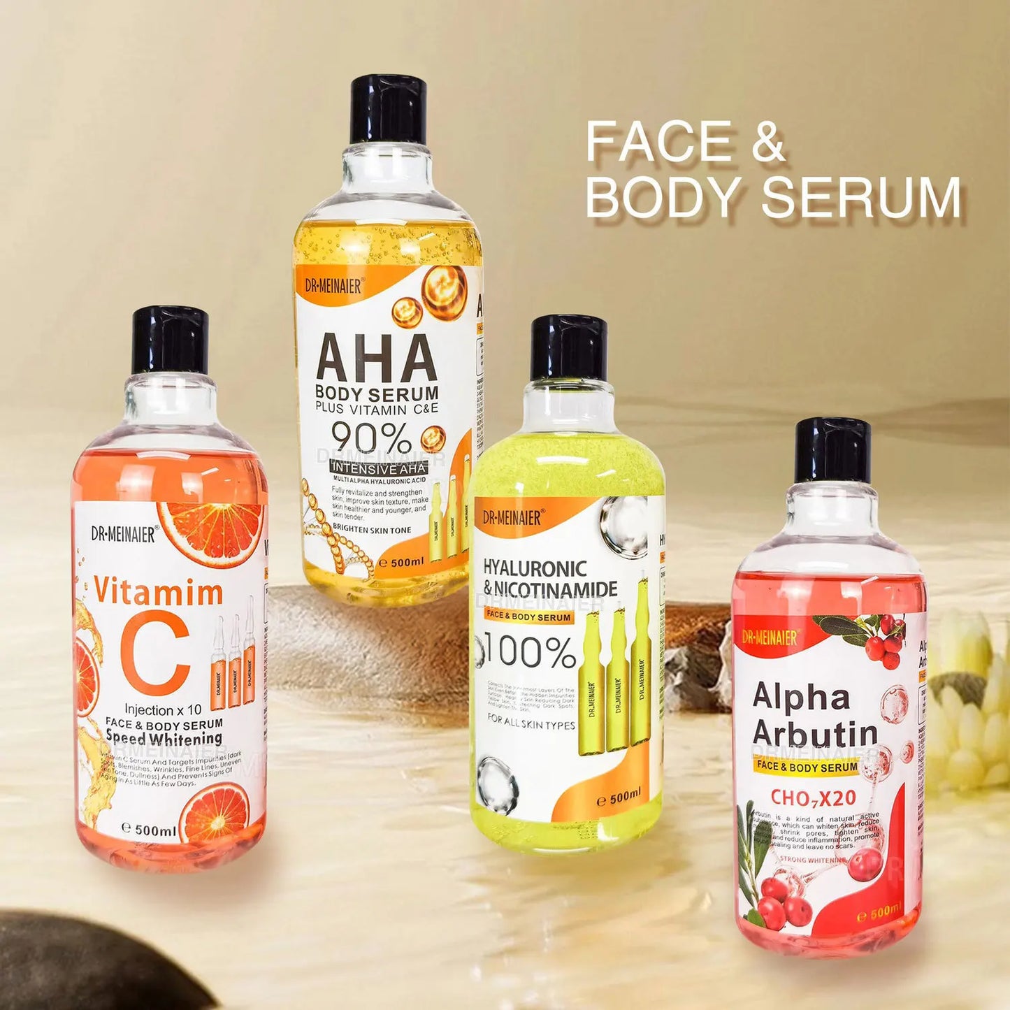 500ml AHA Moisturizing Face & Body Serum - Hydrating, Brightening & Firming Skin Care for Women & Men