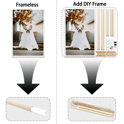 Custom Photo Canvas Poster with DIY Wood Frame Personalized Family, Couple & Pet Gift