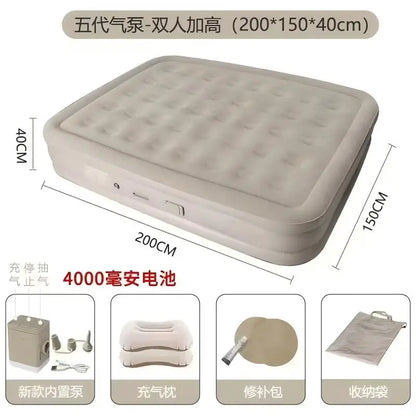 Sun Shepherd Inflatable Air Mattress - Automatic Single Double Camping Bed with Backrest