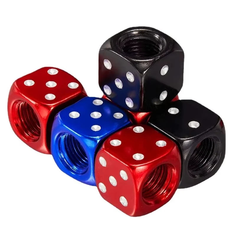 4 Pcs Crown Dice Car Wheel Tire Valve Caps - Universal Tyre Rim Stem Covers | Air Dust & Waterproof | Bling Accessories for Car & Motorcycle