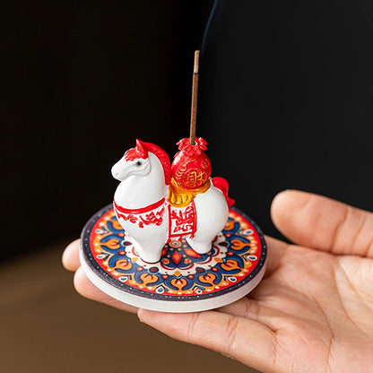 2026 Year of the Horse Incense Burner - Creative Resin & Ceramic Zodiac Incense Stick Holder & Ornament
