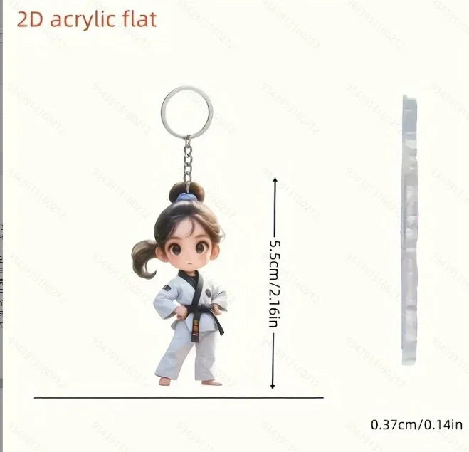 2D Flat Taekwondo Kung Fu Acrylic Keychain – Car Rearview Mirror and Backpack Pendant Accessory Gift