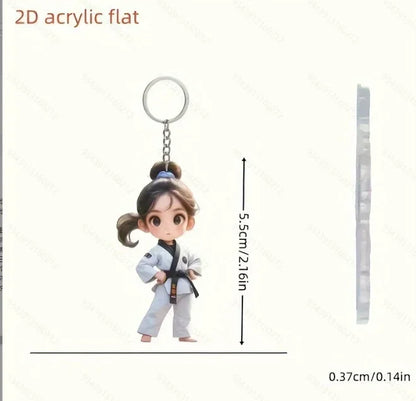 2D Flat Taekwondo Kung Fu Acrylic Keychain – Car Rearview Mirror and Backpack Pendant Accessory Gift