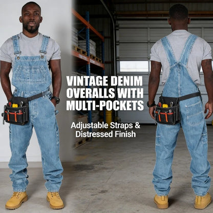 Men’s Denim Overalls - 2026 Fashion Jumpsuit Jeans with Adjustable Suspenders