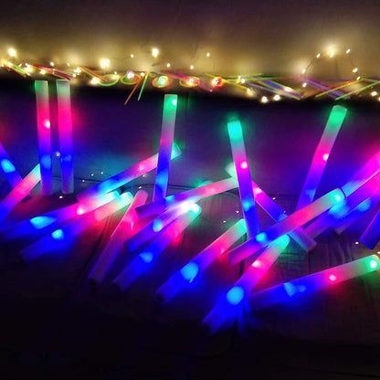 30 Pcs LED Foam Glow Sticks – White Light Flashing Cheer Batons for Wedding & Party Supplies, Glow in the Dark